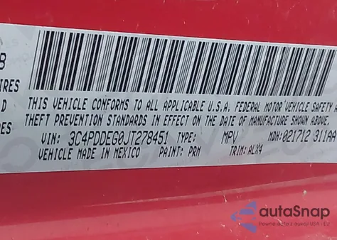 2018 Dodge Journey Gt Awd z USA, uszkodzony, nr VIN 3C4PDDEG0JT278451